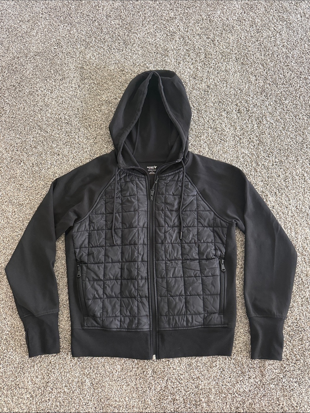 Old Navy Black Quilted Front Hooded Jacket